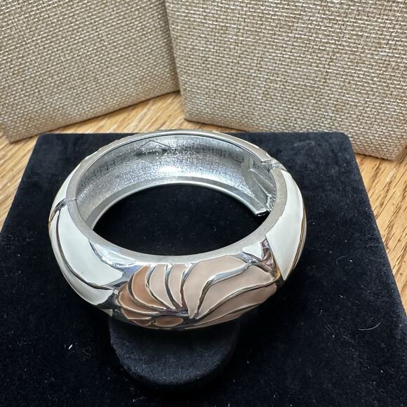 Sequin Nordstrom Multicolo Silver Tone Statement Enamel Bangle Bracelet # 522 - Picture 3 of 3